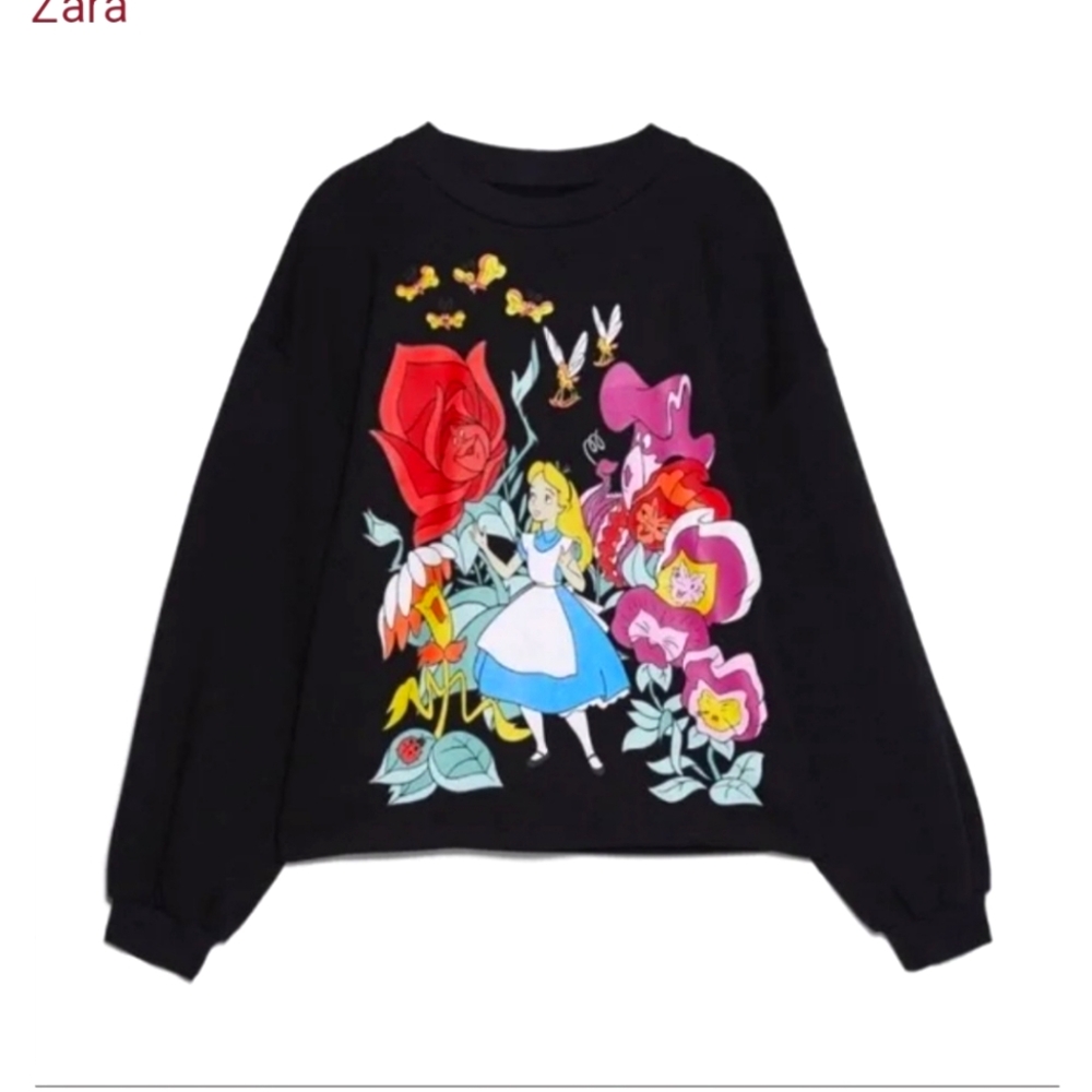 NWOT,  Zara sweatshirt  Alice in Wonderland, size S 12-16Y